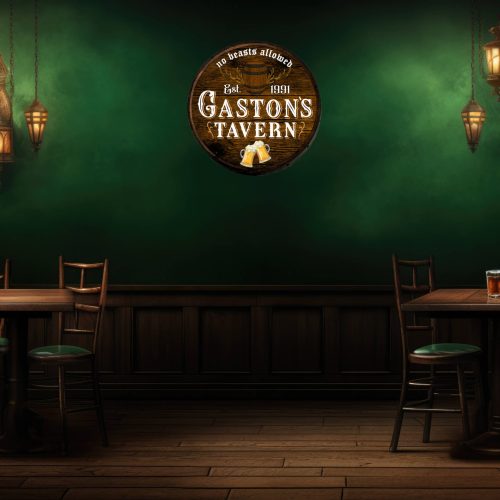 Gaston's Tavern - 22" Wooden Barrel Head