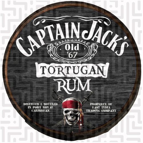 Captain Jack's Tortugan Rum - 22" Wooden Barrel Head