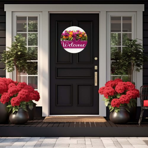 Zinnia Flowers Door Hanger
