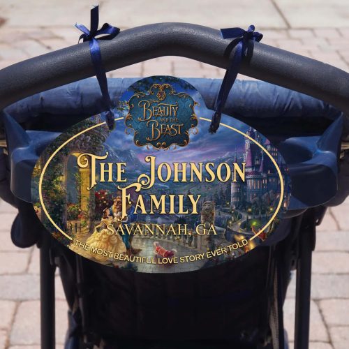 Custom Beauty and the Beast Scooter - Stroller Name Tag