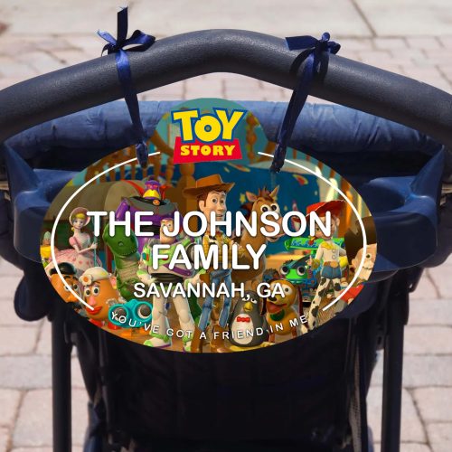 Custom Toy Story Characters Scooter - Stroller Name Tag