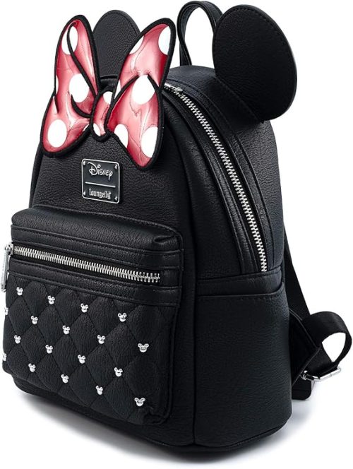 Loungefly Disney Minnie Mouse Bow Faux Leather Womens Double Strap Shoulder Bag Purse